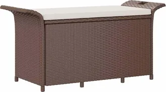 vidaXL Vidaxl - Banco De Jard&iacute;n Con Coj&iacute;n Rat&aacute;n Sint&eacute;tico Marr&oacute;n 116x46x57 Cm