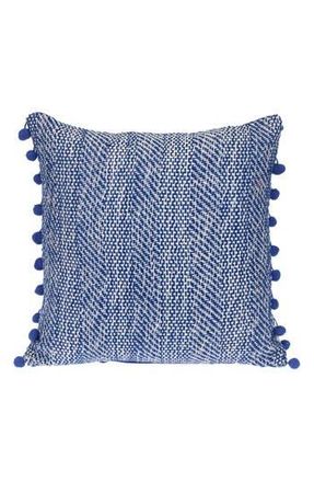 Parkland Collection Pom Pom Trim Square Accent Pillow in Blue at Nordstrom Rack
