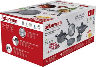 Aeternum Batteria Di Pentole 8 Pezzi Aeternum Petra Vera Madame 3.0 Full Induction