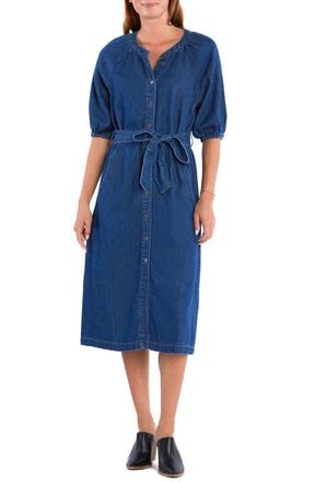 Wash Lab Denim Sidney Belted Denim Midi Shirtdress in Golden Blue at Nordstrom, Size X-Small
