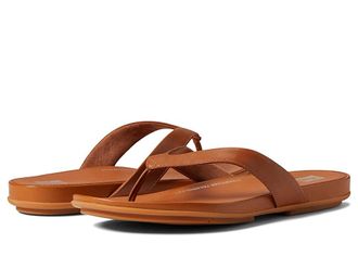 FitFlop Gracie Leather Flip-Flops Womens Shoes Light Tan : 10 M (B)