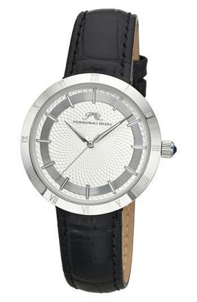 Porsamo Bleu Monroe Leather Strap Watch in Black Silver Tone at Nordstrom Rack