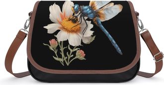 Generic Dragonfly on Flower Womens Crossbody Bag Fashion Shoulder Handbags Message Tote Bag with Adjustable Strap
