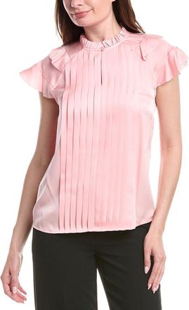 Elie Tahari Zion Pleated Silk-Blend Blouse