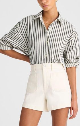 Madewell Straight-Hem Shirt in Seersucker in Grey Variegated Stripe at Nordstrom, Size Xx-Small