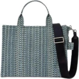 Marc Jacobs Washed Monogram Denim Medium Tote Bag - Dames - Shoppers - Blauw - ONE Size - Denim - Tassen