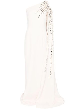 Jean-Louis Sabaji Crêpe jurk verfraaid met kristallen - Wit