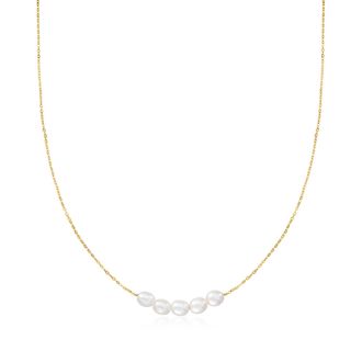RS Pure by Ross-Simons 4-4.5mm Cultured Pearl Necklace in 14kt Yellow Gold