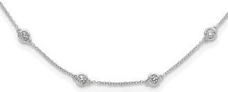 Diamond2Deal 14k White Gold 1 1/6 Ct Lab Grown Diamond Eighteen Station Necklace 18 Clarity VS, Color D-E