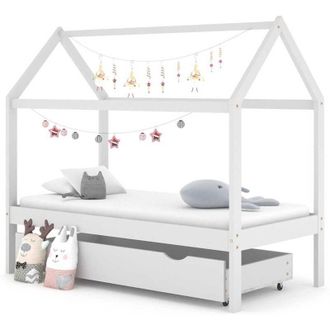 vidaXL Giroletto per Bambini con Cassetto Bianco Legno Pino 80x160 cm - Vidaxl