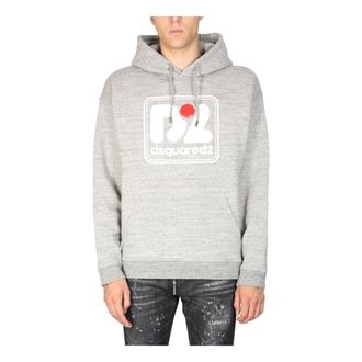 Dsquared2 Hoodies, male, Gray, Size: S Camo Patch Herca Anorak