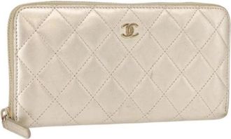 Chanel Pre-owned Vintage Portemonnee - Dames - Vintage Accessoires - Beige - ONE Size - Leer - Vintage