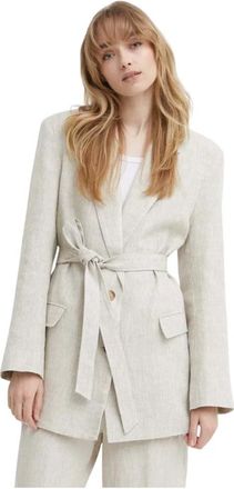 Alohas Blazer in Lino con Cintura - - Jackets - Donna - Beige - S