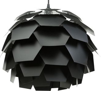 Beliani L&aacute;mpara De Techo Moderna Con Dise&ntilde;o Floral Pantalla Geom&eacute;trica Negra Peque&ntilde;a Segre