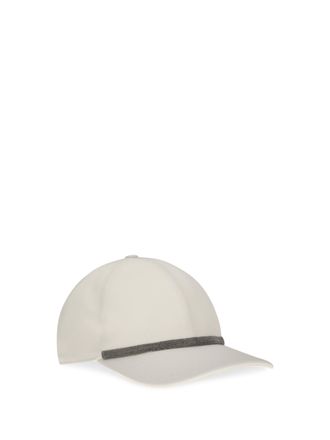 Brunello Cucinelli Womens Baseball Cap With Monili Embellishment Naturale Cotton Hats E Hairbands