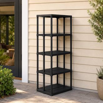 Dmora Estante De 3 Casas Con Doble Capacidad En Polipropileno, Estante Para Interiores O Externos, 100% Made In Italy, 60x59h176 Cm, Color Antracita, Con Em