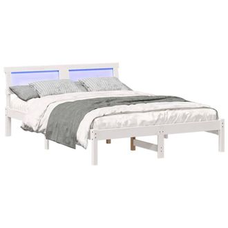 Berkfield Home Modern with LED Strip Lights with Headboard White 120 x 190 cm Pi