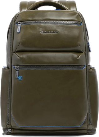 Piquadro Leren 15-6 Laptoprugzak met Schoencompartiment - Heren - Rugzakken - Groen - ONE Size - Leer - Tassen