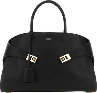 Ferragamo Hug Medium Black Leather Handbag