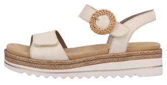 Remonte Keilsandalette REMONTE, Damen, Gr. 36, beige (hellbeige), Leder, unifarben, Schuhe Keilsandalette, Sommerschuh, Riemchensandale mit praktischem Klettv