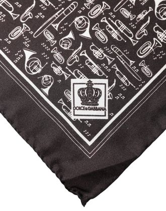 Dolce & Gabbana Brown Jazz Club Square Handkerchief Men 32cm X 31cm Scarf