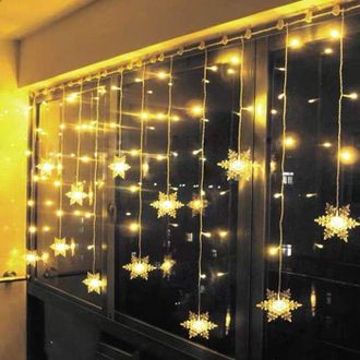 OEM Guirnalda De Luces Exteriores Tuserxln - 3,5 M, 96 Led Con Dise&ntilde;o De Copo De Nieve, 8 Modos, Blanco C&aacute;lido, Decoraci&oacute;n Navide&ntilde;a Para Ventanas