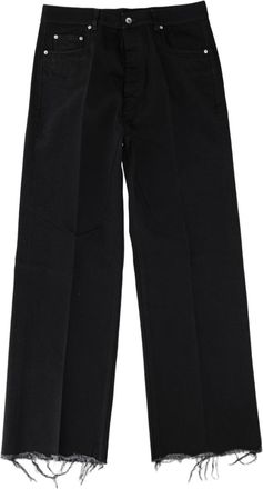 Rick Owens Black Raw Hem Straight-Leg Jeans