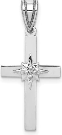 Diamond2Deal 14k White Gold Diamond Star Cross Pendant