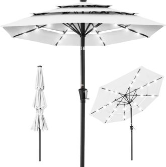 Best Choice Products 10ft 3-Tier Solar Patio Umbrella w/ 24 LED Lights, Tilt Adjustment, Easy Crank