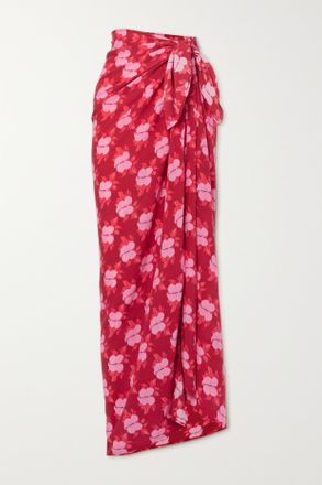 Fisch Pareo In Voile Con Stampa Floreale Turismo - Rosa