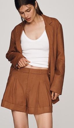 Maeve Avery Linen Stretch Roll Cuff Shorts