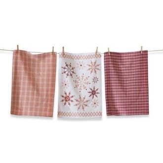 Tag Adobe Sugar Snowflake Christmas Kitchen Towels Set of 3 in Pink at Nordstrom
