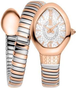 Just Cavalli Snake Wraparound Bracelet Watch, 20mm x 34.5mm in Silver/Rose Gold at Nordstrom Rack