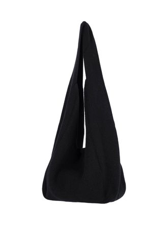 Aya Muse Ribbed-Knit Wool Hobo Bag - Black