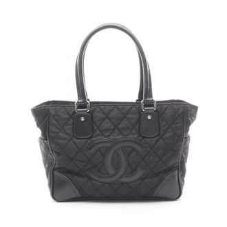 Chanel Black Nylon Leather Handbag Tote Bag (Pre-Owned)