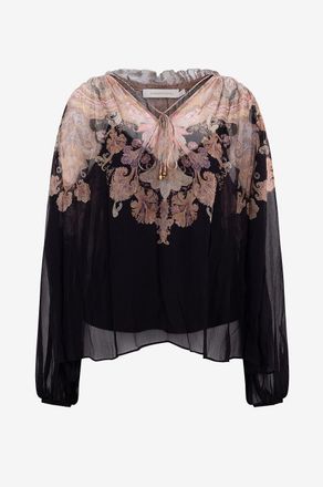 Zimmermann Georgette-Bluse mit Paisley-Print Illustration Billow