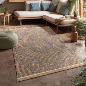 Paco Home Paco Home - Alfombra Salon Cocina Exterior Terraza Jardin Boho Floral Dibujo Geometrico 160x220 Cm, Beige 4