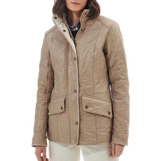 Barbour Cavalry Fleece Lined Quilted Jacket in Light Fawn at Nordstrom Rack, Size 10