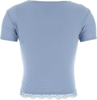 Magda Butrym Womens Powder Lue Stretch Cupro T-Shirt Lightblue Exterior: Cipro Elastane T-shirts And Polos