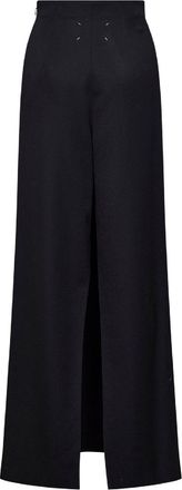 Maison Margiela Womens Skirt Straight Maxi Black Virgin Wool
