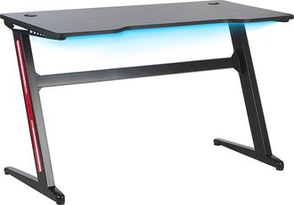 Beliani Beliani - Escritorio Para Jugadores Patas De Metal Mdf Negro Rectangular Altura Ajustable 120 X 60 Cm Con Luces Rgb Oficina En Casa Dise&ntilde;o Moderno Dar
