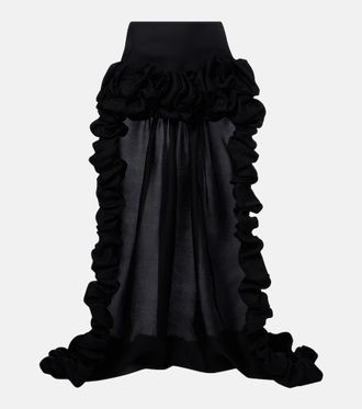 Saint Laurent Minifalda asim&eacute;trica de gazar de seda