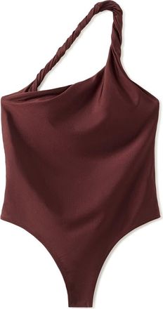 Mango Asymmetric One-Shoulder One-Piece Swimsuit in Wine at Nordstrom, Size Small