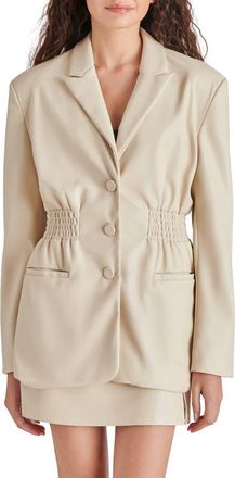 Steve Madden Frida Smock Waist Faux Leather Blazer in Bone at Nordstrom, Size Medium