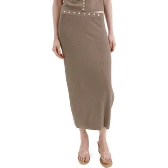 Mango Button Detail Side Slit Maxi Skirt in Medium Brown at Nordstrom, Size X-Small
