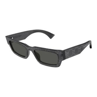 Gucci Rechthoekige Zonnebril - Heren - Zonnebrillen - Grijs - 52 MM - Nylon - Accessoires