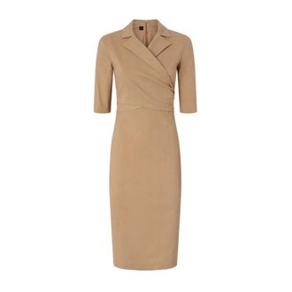Pinko Midi Dresses, female, Beige, Size: XS Slim-fit midi dress with bow