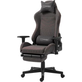 ML Design Ml-design Silla Gaming De Tela Gris Con Costuras Rojas Silla Ergon&oacute;mica De Oficina Giratoria Ajustable Asiento Racing Gamer Con Reposabrazos, Reposaca