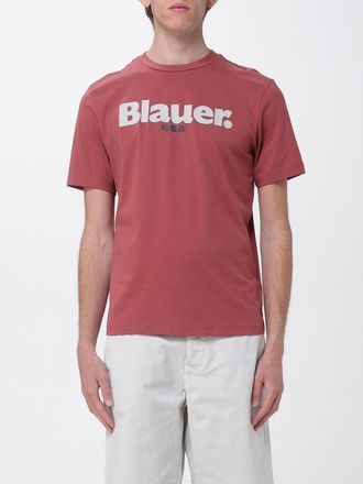 Blauer T-shirt in cotone con logo