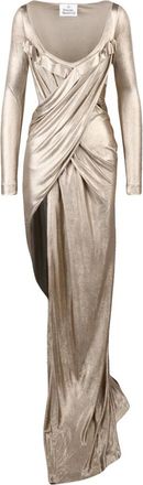 Vivienne Westwood Kleedjes, Dames, Geel, M, Lange lycra lam&eacute; jurk